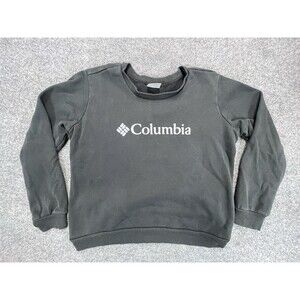 Columbia Sweater Women's XL Black Graphic Crewneck Logo Fleece Lined